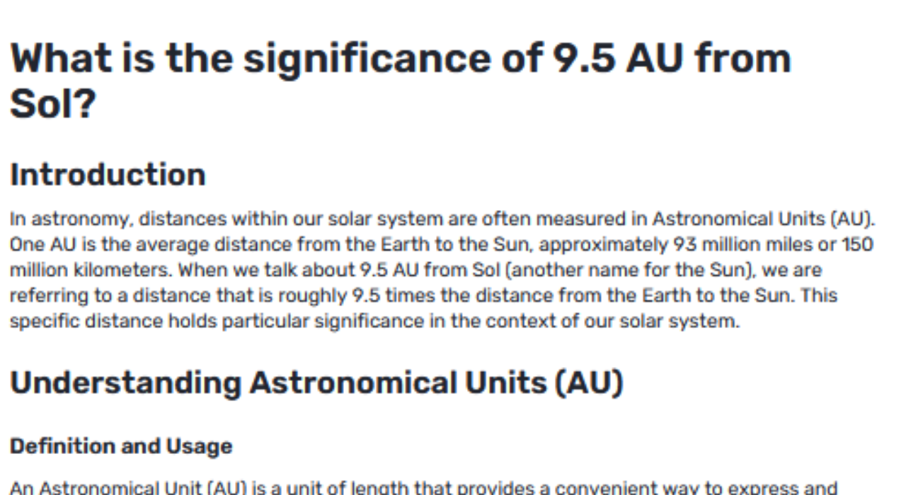 How Do Astronomers Measure Distances Like 9.5 AU from Sol?